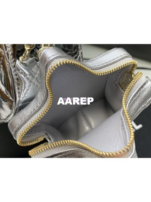 Replica Chanel Flap Bag & Star Coin Purse Mirror Calfskin Metallic Calfskin AS4648 Silver 5