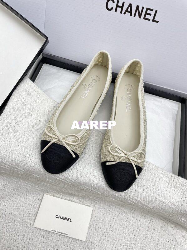 Replica Chanel 25P New Ballerina Embroidery & Grosgrain G02819 Champagne