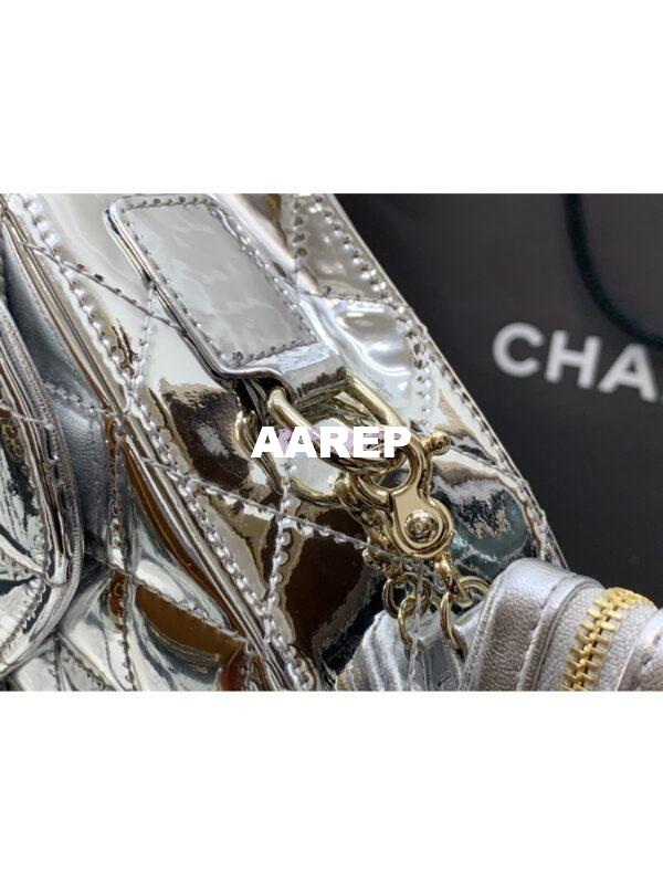 Replica Chanel Flap Bag & Star Coin Purse Mirror Calfskin Metallic Calfskin AS4648 Silver 6