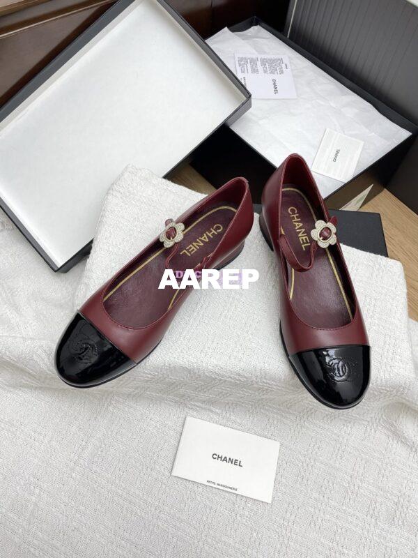 Replica Chanel 25SS Mary Janes Lambskin and Clover Clasp G46377 Wine 3