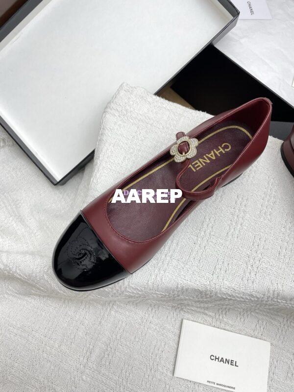 Replica Chanel 25SS Mary Janes Lambskin and Clover Clasp G46377 Wine 4
