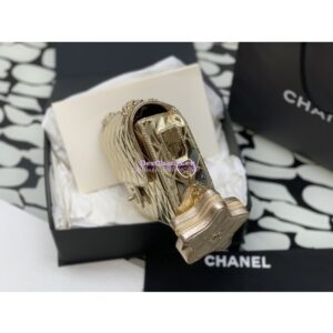 Replica Chanel Flap Bag & Star Coin Purse Mirror Calfskin Metallic Calfskin AS4648 Gold 2