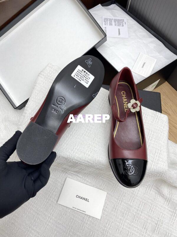 Replica Chanel 25SS Mary Janes Lambskin and Clover Clasp G46377 Wine 6