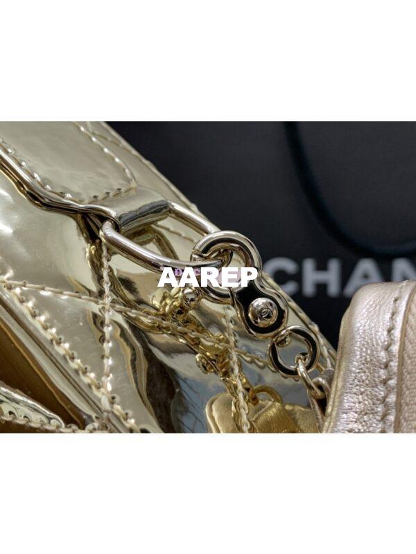 Replica Chanel Flap Bag & Star Coin Purse Mirror Calfskin Metallic Calfskin AS4648 Gold 6