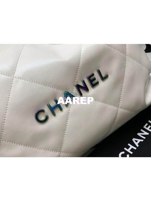 Replica Chanel 22 Handbag Shiny Calfskin & Rainbow Metal AS3260 AS3261 White 13