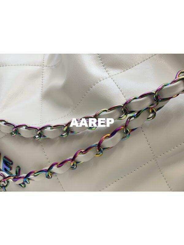Replica Chanel 22 Handbag Shiny Calfskin & Rainbow Metal AS3260 AS3261 White 15