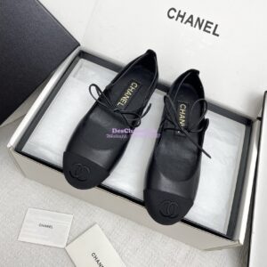 Replica Chanel 25SS Mary Janes Lambskin & Grosgrain G46324 Black