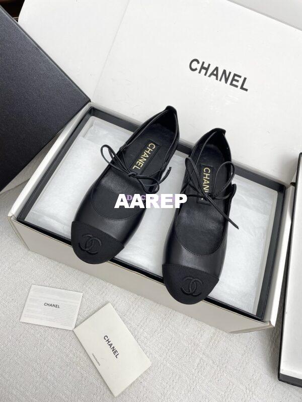 Replica Chanel 25SS Mary Janes Lambskin & Grosgrain G46324 Black