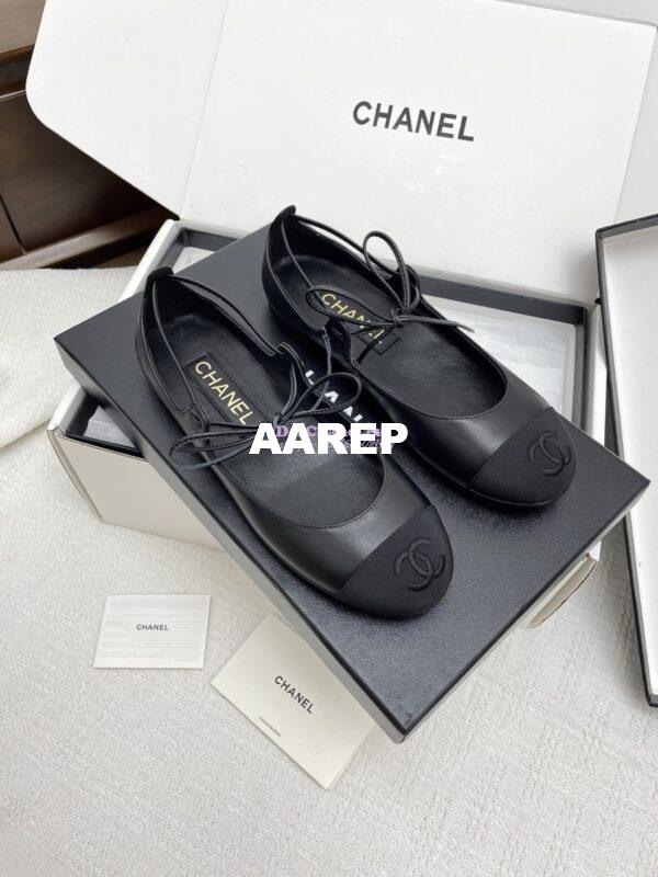 Replica Chanel 25SS Mary Janes Lambskin & Grosgrain G46324 Black 2