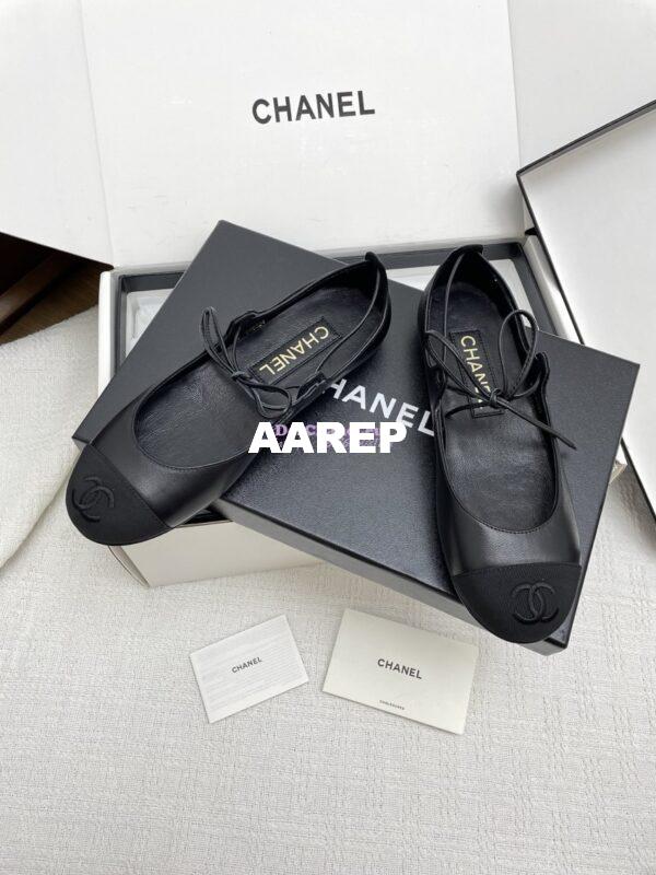Replica Chanel 25SS Mary Janes Lambskin & Grosgrain G46324 Black 6
