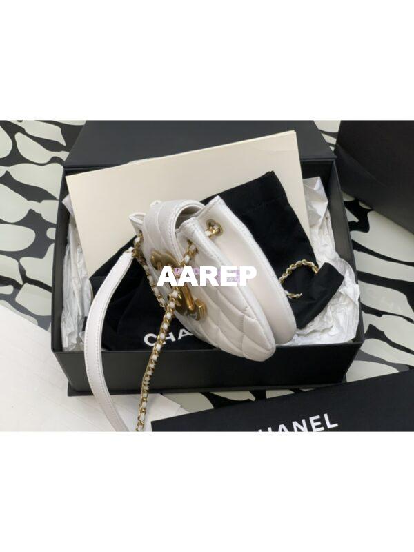 Replica Chanel 24C Vintage Logo Small Quilted Lambskin Shoulder Bag AS4609 White 3