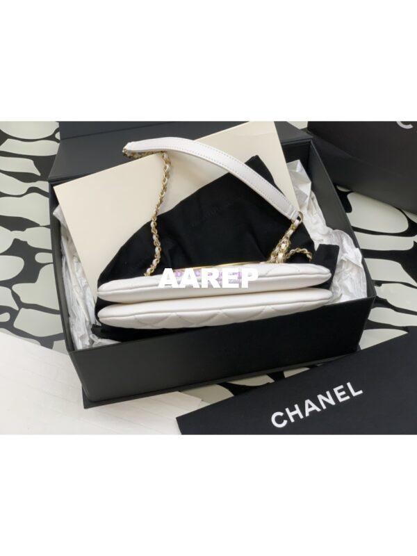 Replica Chanel 24C Vintage Logo Small Quilted Lambskin Shoulder Bag AS4609 White 6