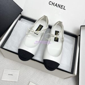 Replica Chanel 25SS Mary Janes Lambskin & Grosgrain G46324 White