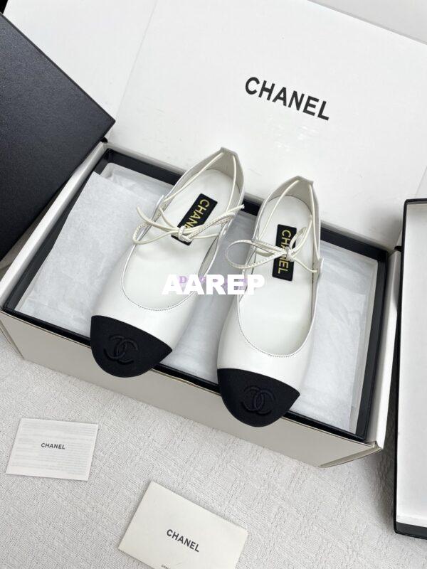Replica Chanel 25SS Mary Janes Lambskin & Grosgrain G46324 White