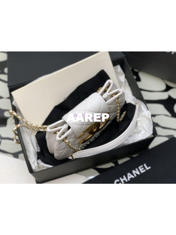 Replica Chanel 24C Vintage Logo Small Quilted Lambskin Shoulder Bag AS4609 White 7