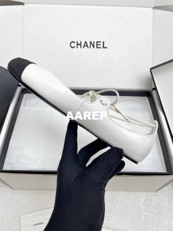 Replica Chanel 25SS Mary Janes Lambskin & Grosgrain G46324 White 3