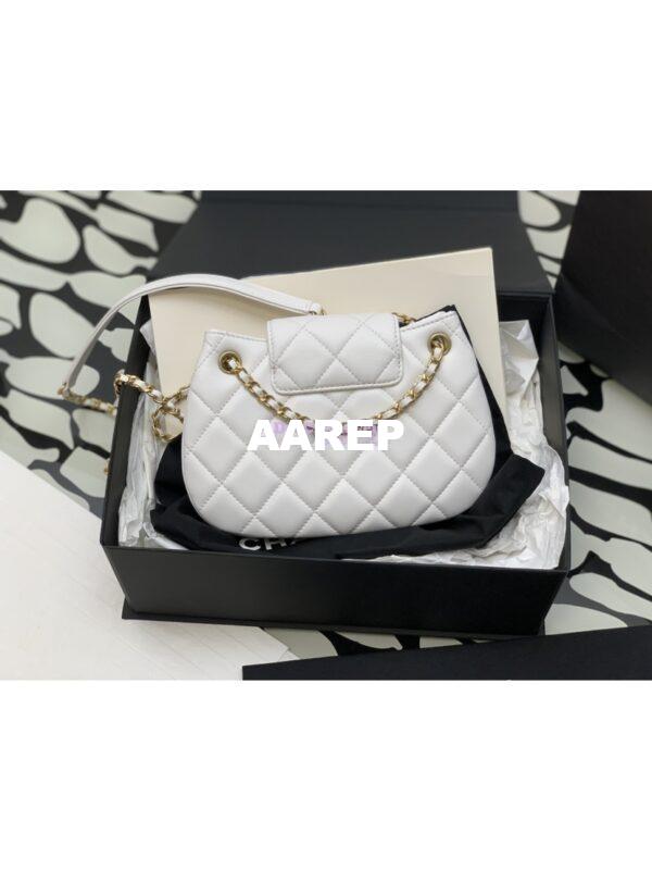 Replica Chanel 24C Vintage Logo Small Quilted Lambskin Shoulder Bag AS4609 White 8