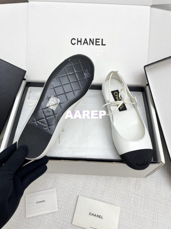 Replica Chanel 25SS Mary Janes Lambskin & Grosgrain G46324 White 4