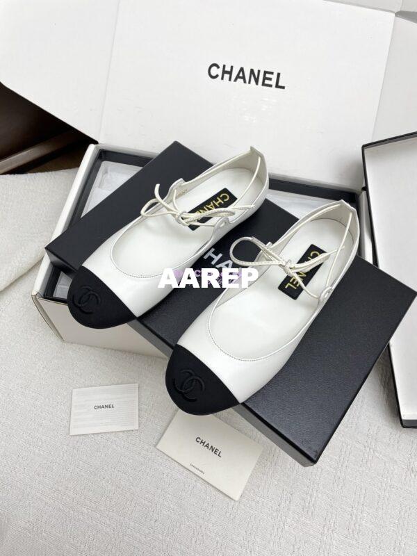 Replica Chanel 25SS Mary Janes Lambskin & Grosgrain G46324 White 7