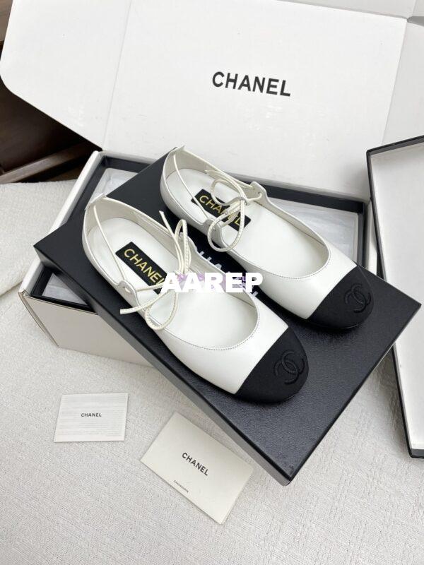 Replica Chanel 25SS Mary Janes Lambskin & Grosgrain G46324 White 8