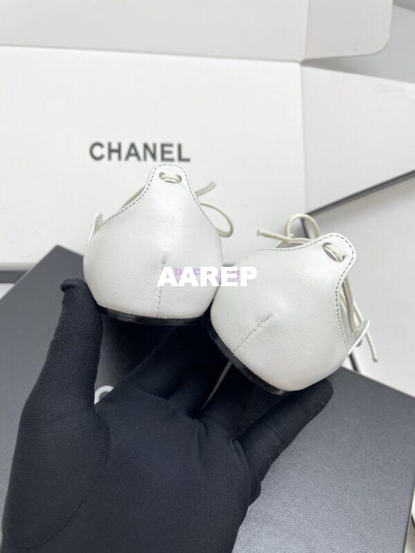 Replica Chanel 25SS Mary Janes Lambskin & Grosgrain G46324 White 9
