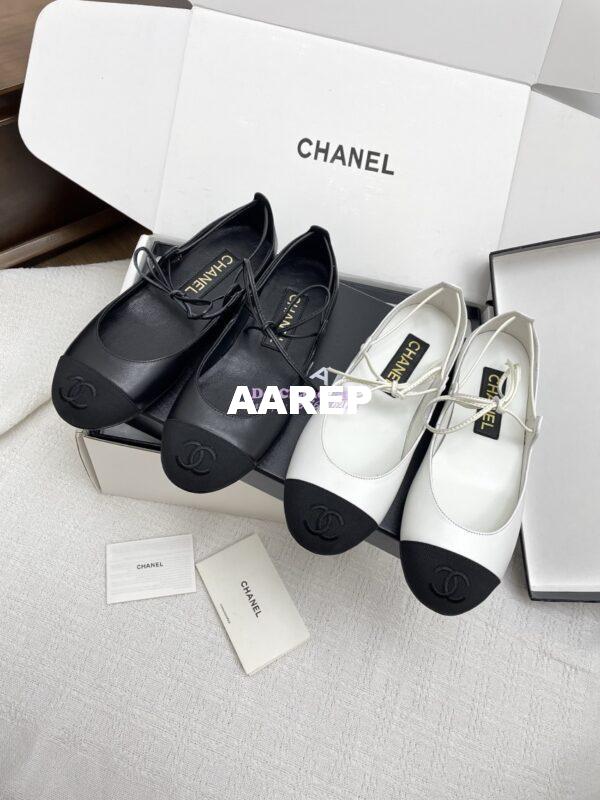 Replica Chanel 25SS Mary Janes Lambskin & Grosgrain G46324 White 10