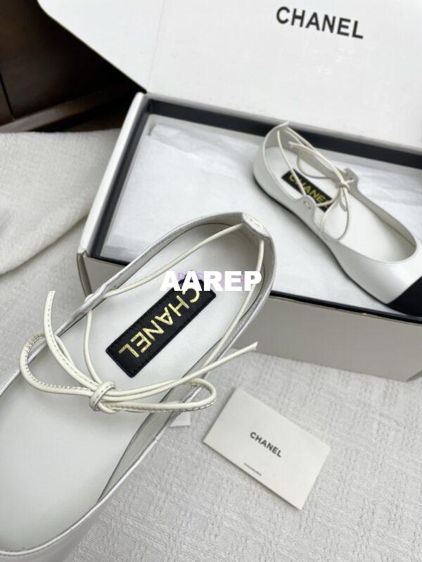 Replica Chanel 25SS Mary Janes Lambskin & Grosgrain G46324 White 12