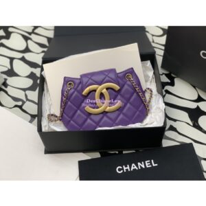 Replica Chanel 24C Vintage Logo Small Quilted Lambskin Shoulder Bag AS4609 Purple
