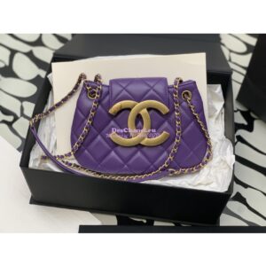 Replica Chanel 24C Vintage Logo Small Quilted Lambskin Shoulder Bag AS4609 Purple 2