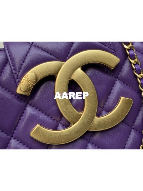Replica Chanel 24C Vintage Logo Small Quilted Lambskin Shoulder Bag AS4609 Purple 6