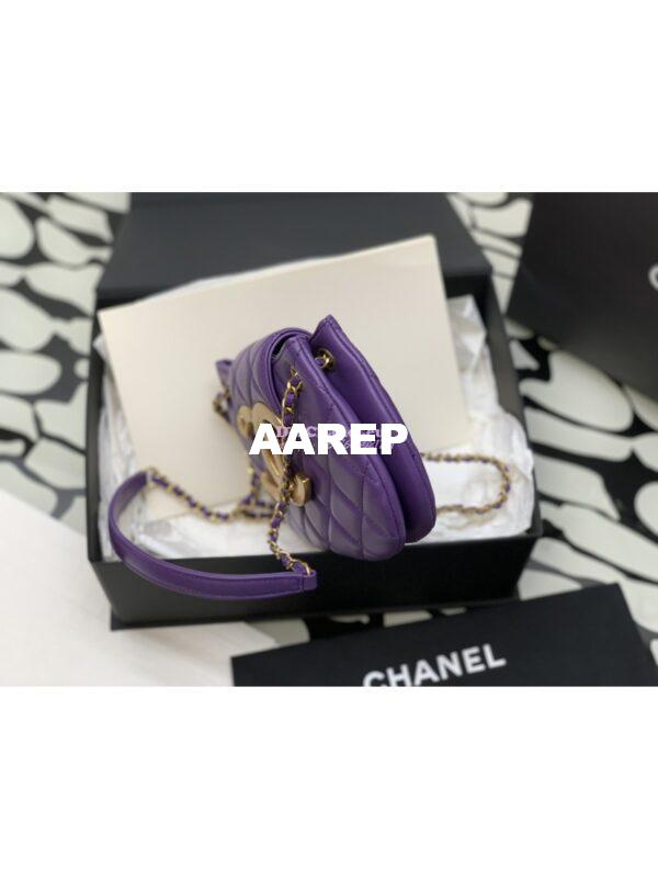 Replica Chanel 24C Vintage Logo Small Quilted Lambskin Shoulder Bag AS4609 Purple 7