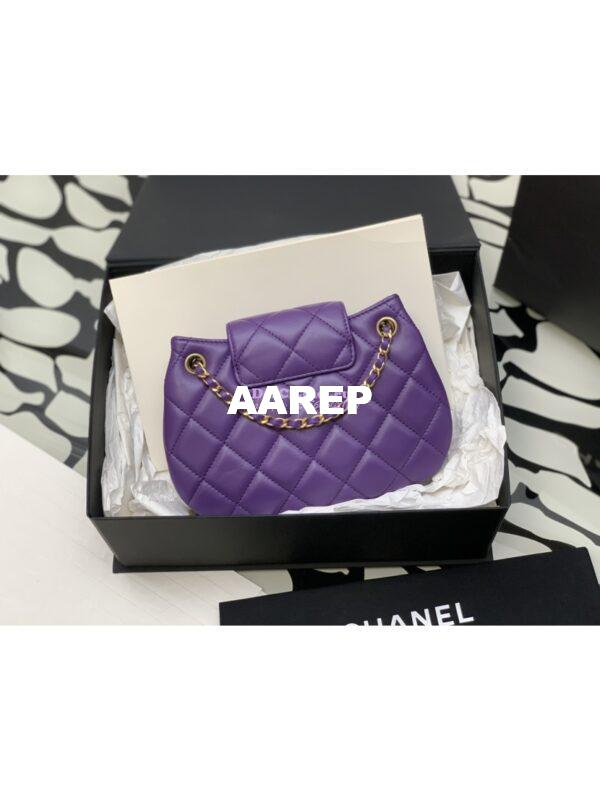 Replica Chanel 24C Vintage Logo Small Quilted Lambskin Shoulder Bag AS4609 Purple 8