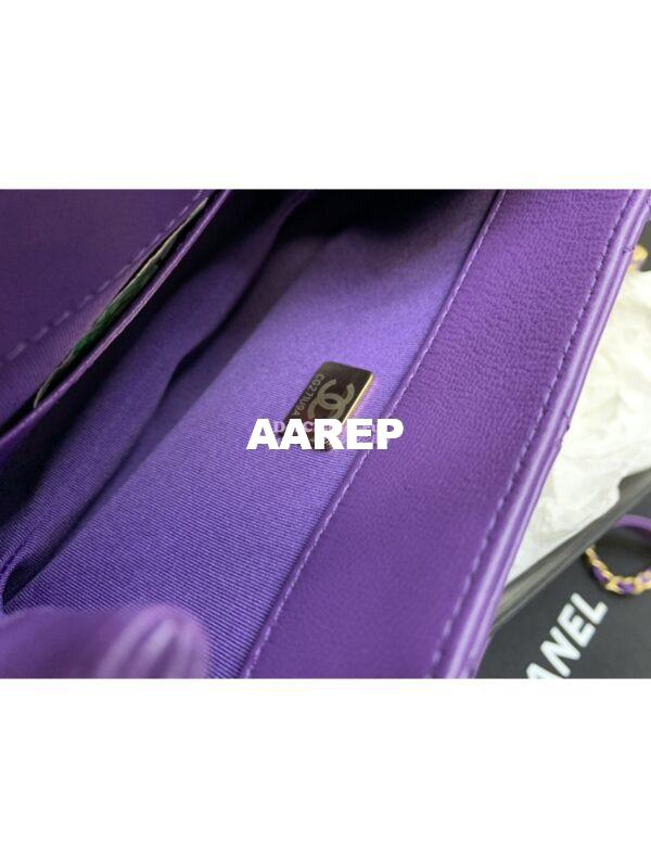Replica Chanel 24C Vintage Logo Small Quilted Lambskin Shoulder Bag AS4609 Purple 11