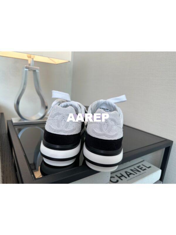 Replica Chanel 25A Velvet and Suede Calfskin CC Logo Platform Sneakers G45208 White 4