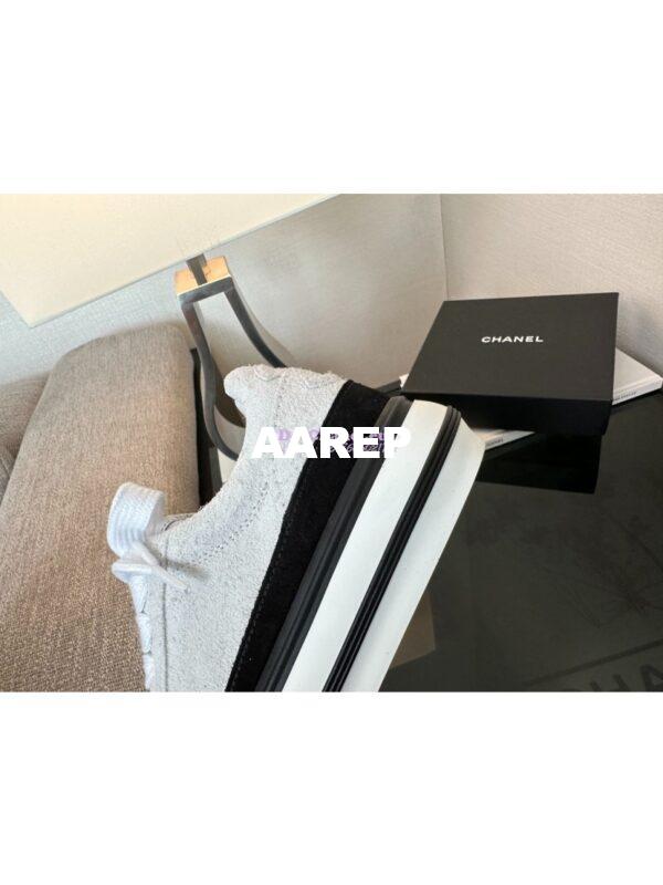 Replica Chanel 25A Velvet and Suede Calfskin CC Logo Platform Sneakers G45208 White 9