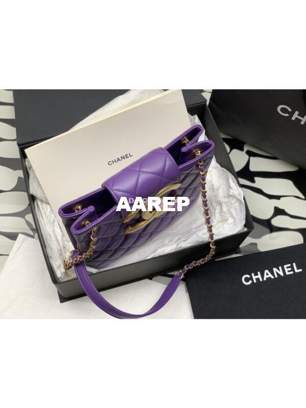 Replica Chanel 24C Vintage Logo Quilted Lambskin Shoulder Bag AS4596 Purple 3