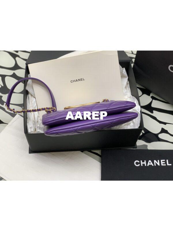 Replica Chanel 24C Vintage Logo Quilted Lambskin Shoulder Bag AS4596 Purple 4