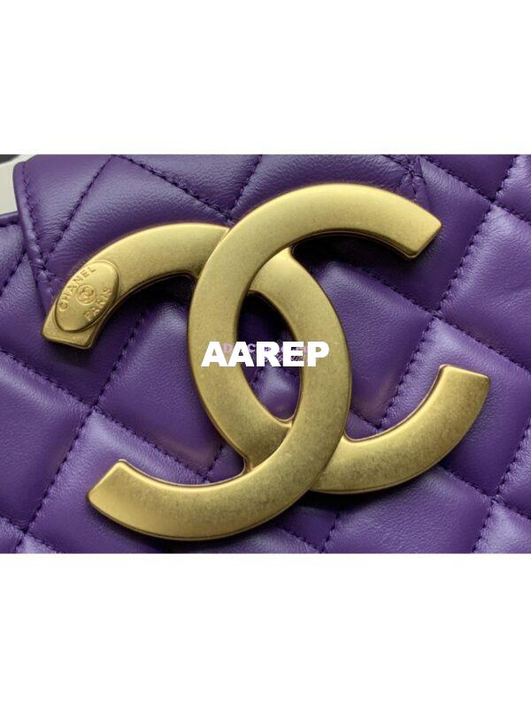Replica Chanel 24C Vintage Logo Quilted Lambskin Shoulder Bag AS4596 Purple 6