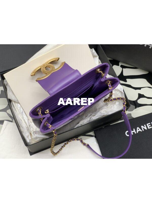 Replica Chanel 24C Vintage Logo Quilted Lambskin Shoulder Bag AS4596 Purple 7