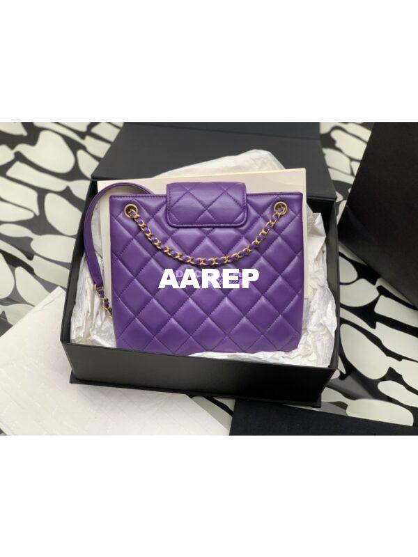 Replica Chanel 24C Vintage Logo Quilted Lambskin Shoulder Bag AS4596 Purple 9