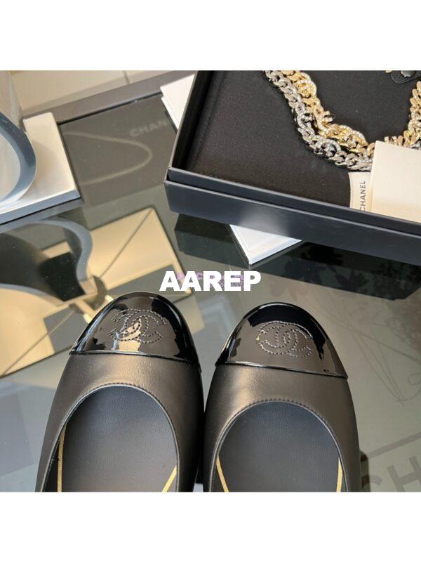 Replica Chanel 25A Lambskin Mary Jane Pumps with Camellia Flower Detail and Patent Toe G46200 8