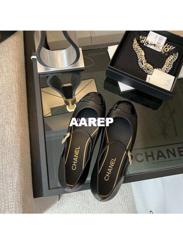 Replica Chanel 25A Lambskin Mary Jane Pumps with Camellia Flower Detail and Patent Toe G46200 9