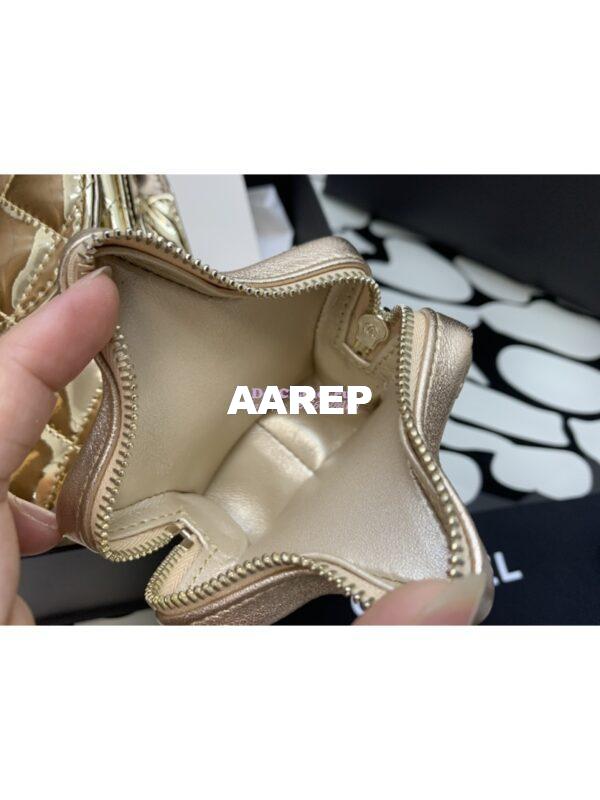 Replica Chanel Mini Flap Bag & Star Coin Purse in Mirror Calfskin Metallic Calfskin AS4647 Gold 7
