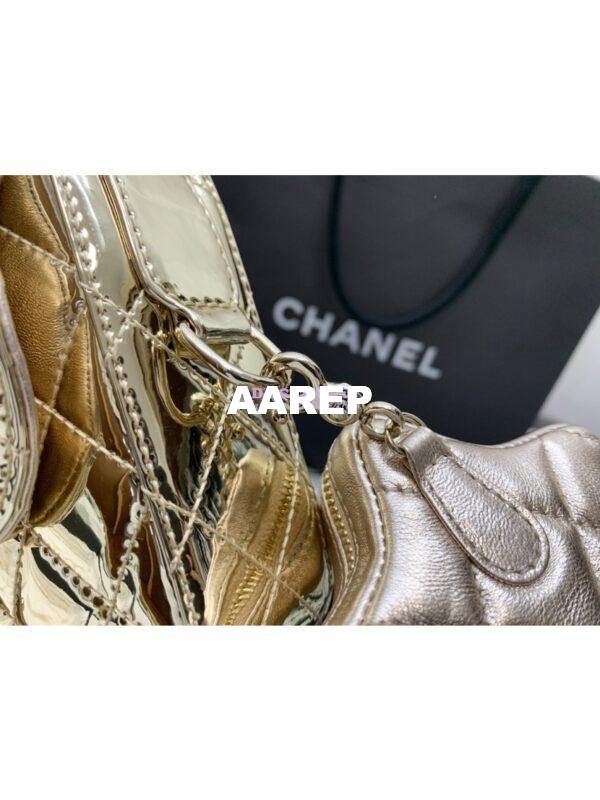 Replica Chanel Mini Flap Bag & Star Coin Purse in Mirror Calfskin Metallic Calfskin AS4647 Gold 15