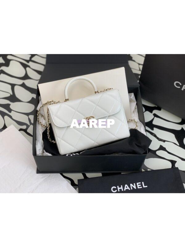Replica Chanel Shiny Calfskin Small Box Bag AS4469 White 2