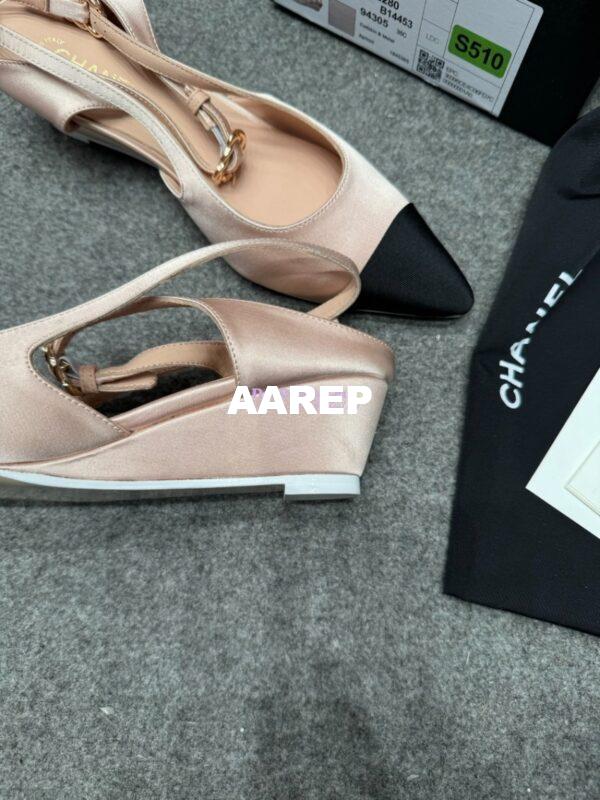 Replica Chanel 25P Mary Jane Slingbacks Satin and Grossgrain G46375 Beige 11