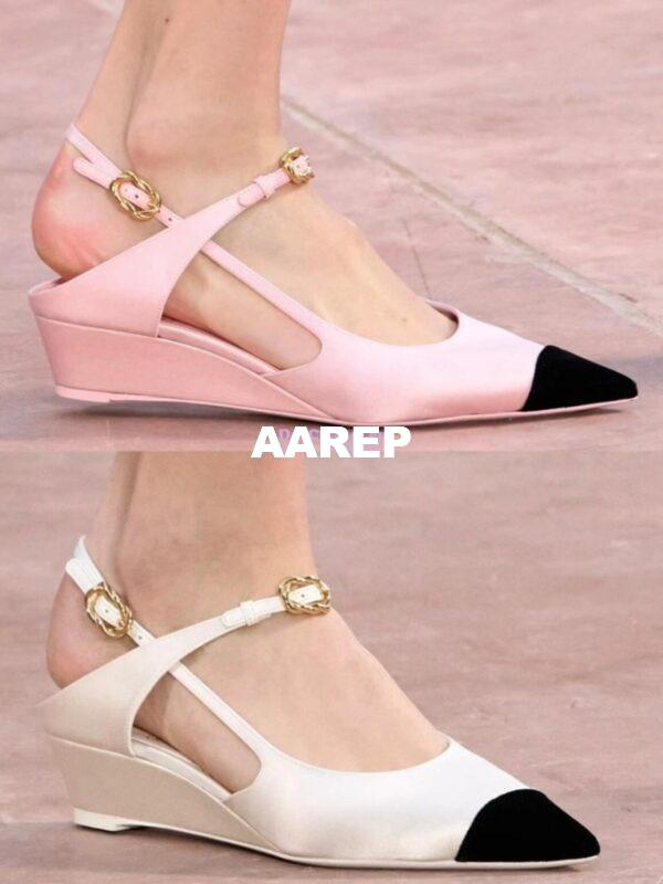 Replica Chanel 25P Mary Jane Slingbacks Satin and Grossgrain G46375 Pink