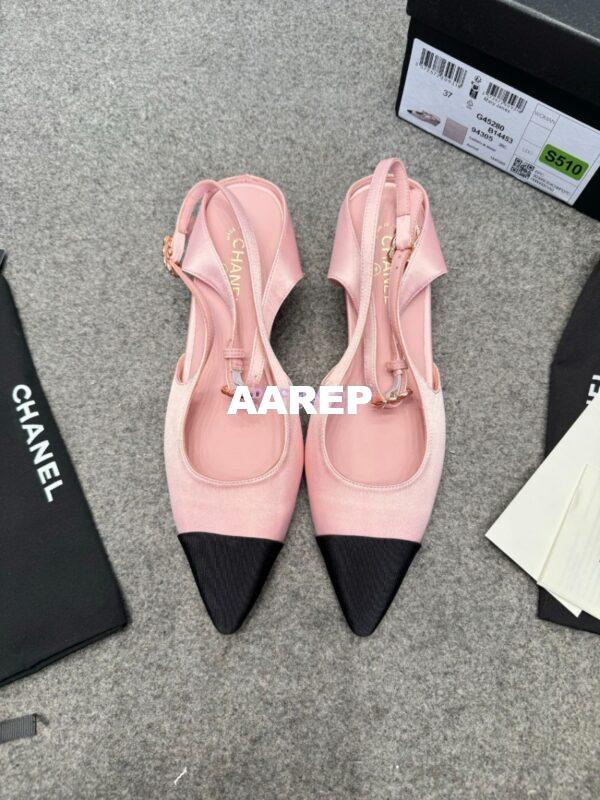 Replica Chanel 25P Mary Jane Slingbacks Satin and Grossgrain G46375 Pink 3