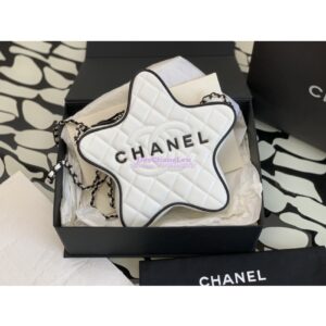 Replica Chanel 24C Star Handbag AS4579 Lambskin Gold hardware White Black Lacquered