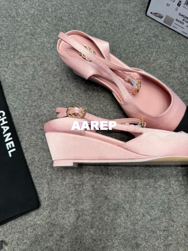 Replica Chanel 25P Mary Jane Slingbacks Satin and Grossgrain G46375 Pink 5